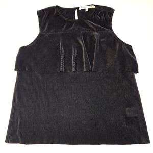 Collective Concepts Black Tiered Ribbed Sleevesless Top‎ Women's Size Medium